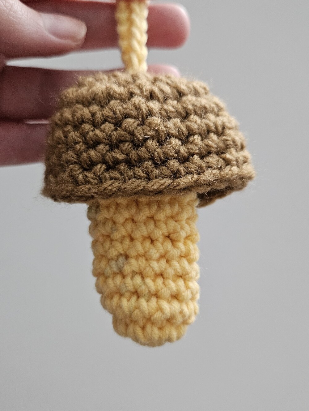 Handmade Mushroom Chapstick Holder Keychain - Brown and Yellow - Picture 3 of 3